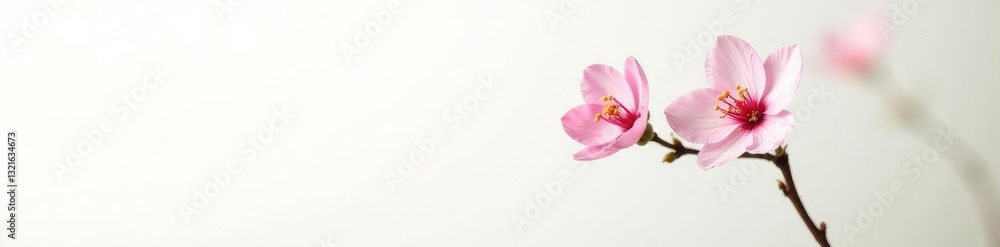 Fototapeta premium Single isolated blossom on a plain white background, garden, closeup