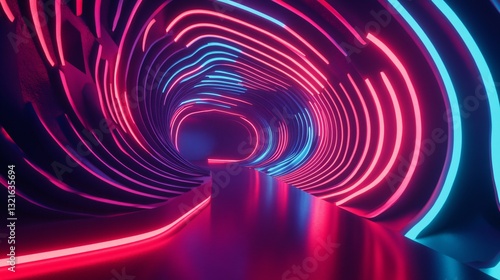 Futuristic Neon-Lit Tunnel Design for Modern Interior Decor and Lighting Concepts