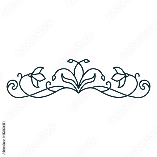  art nouveau ornament horizontal thin stroke.eps