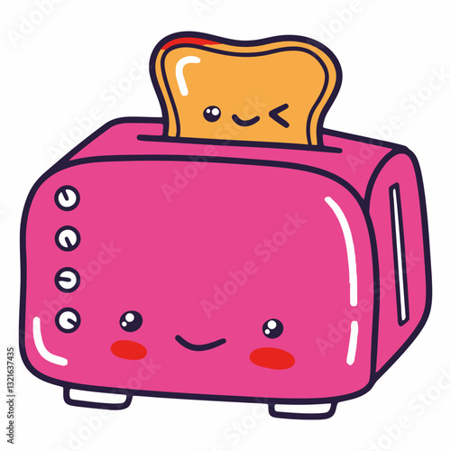 cute vintage pink bread toaster.eps