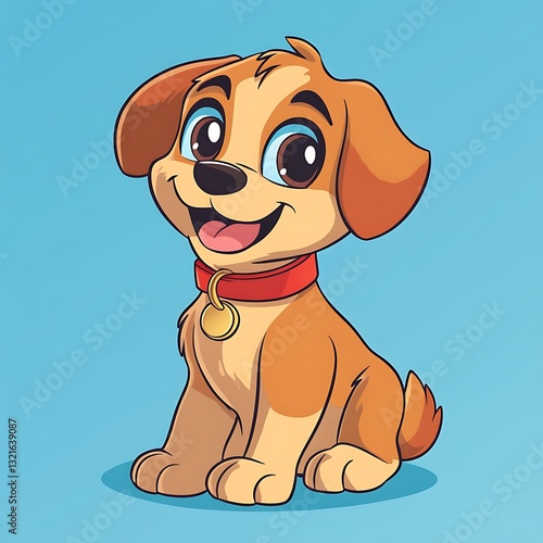 Wallpaper Mural A Smiling Cartoon Puppy with Brown Fur and a Red Collar Torontodigital.ca