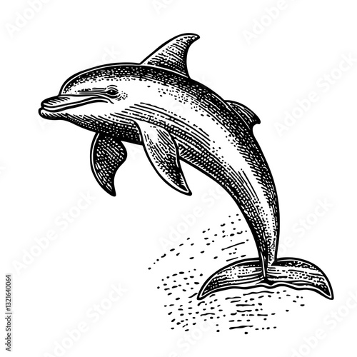 Creative dolphin illustration engraving for artistic tattoo designs and unique packaging ideas