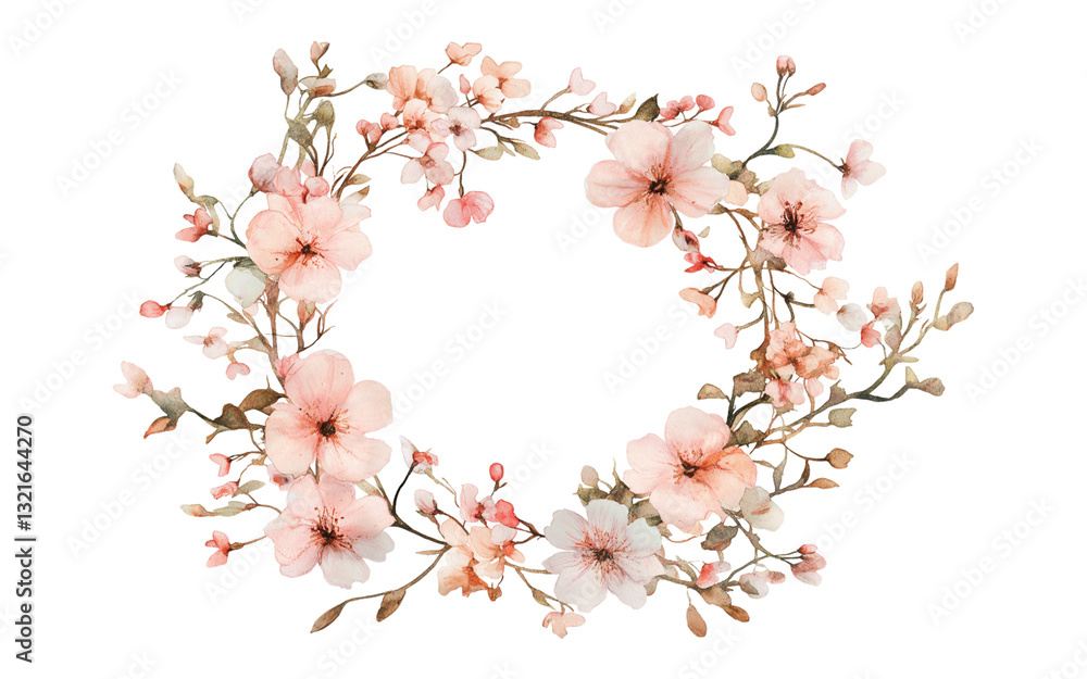Fototapeta premium Flower wreath on transparent background