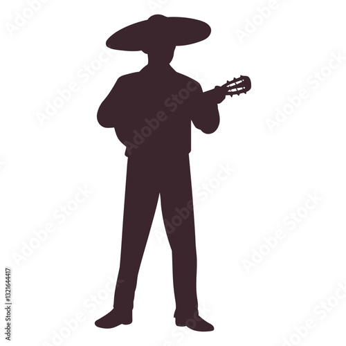 mexican mariachi character silhouette.eps