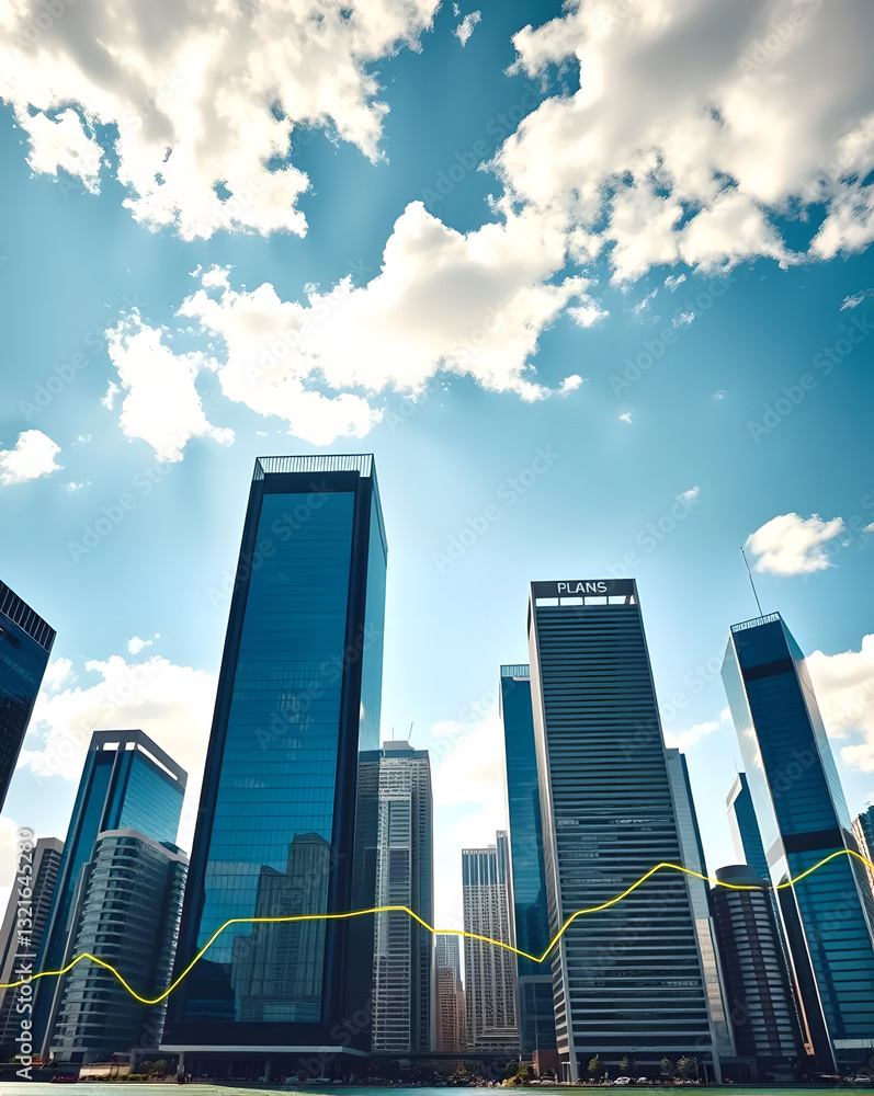 Fototapeta premium City Skyline & Line Graph