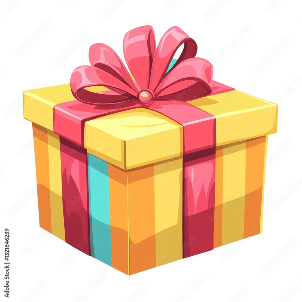 Obraz premium A colorful gift box with a big pink bow a delightful surprise