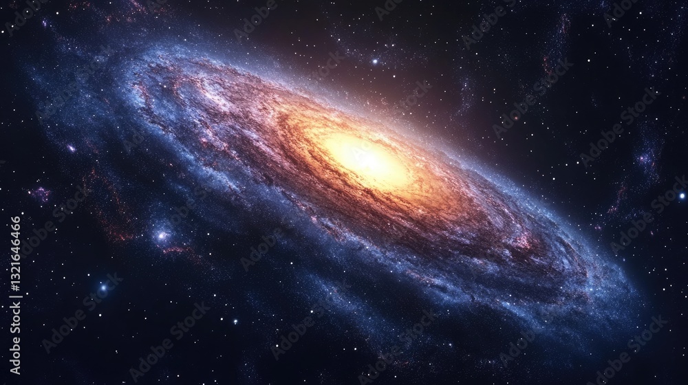 Fototapeta premium Spiral Galaxy in Deep Space; Stunning Cosmic View; Potential Use Astronomy, Science Education