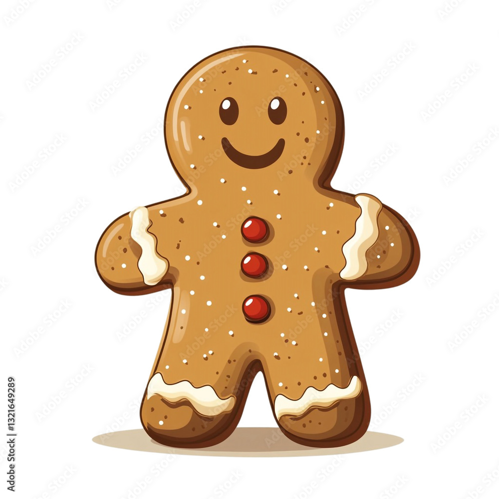 Obraz premium A cheerful gingerbread man smiles sweetly a festive treat