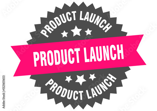 product launch. product launch round pink label isolated on transparent background