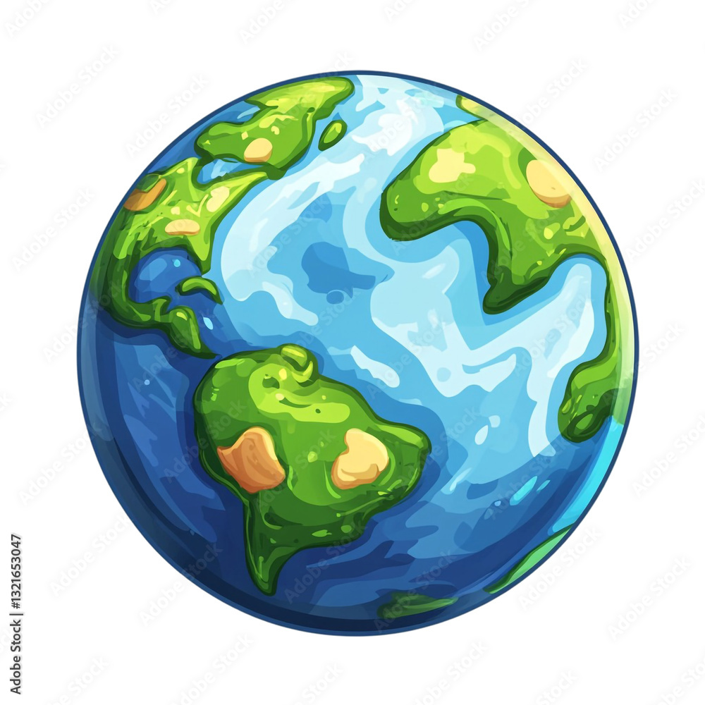 Fototapeta premium Vibrant Earth illustration Green and blue planet Earth