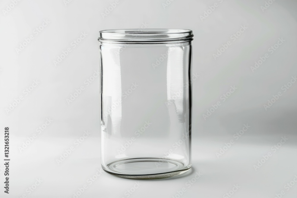 Clear glass jar on white background. Neural network AI generated Clear glass jar on white background. Neural network AI generated