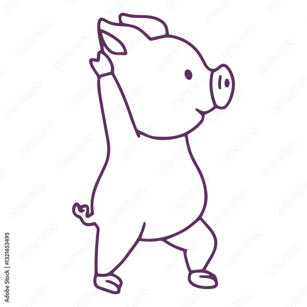 Naklejka premium piggy stroke standing.eps