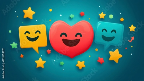 Happy Icons with Love Heart