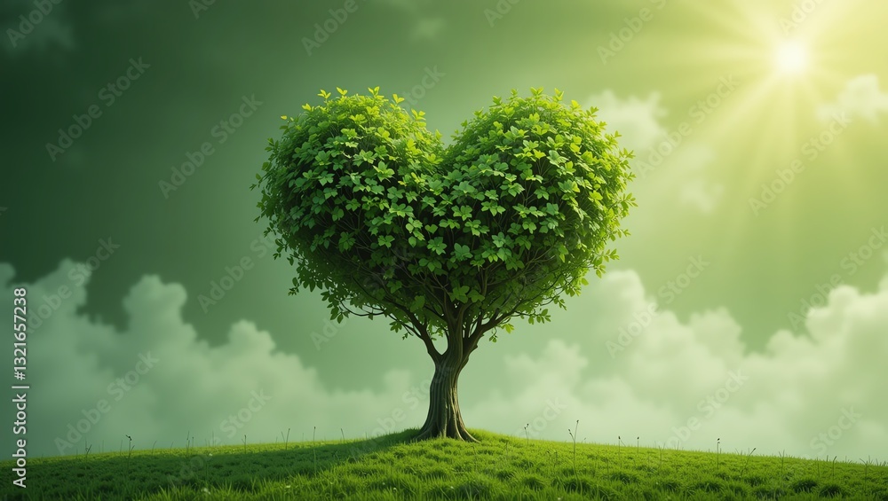 A beautiful heart-shaped tree basking in sunlight, symbolizing love and nature's harmony. A beautiful heart-shaped tree basking in sunlight, symbolizing love and nature's harmony.