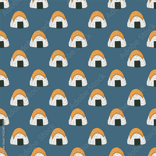 Seamless pattern with onigiri for decorative print, wrapping paper, menu, wallpaper and fabric