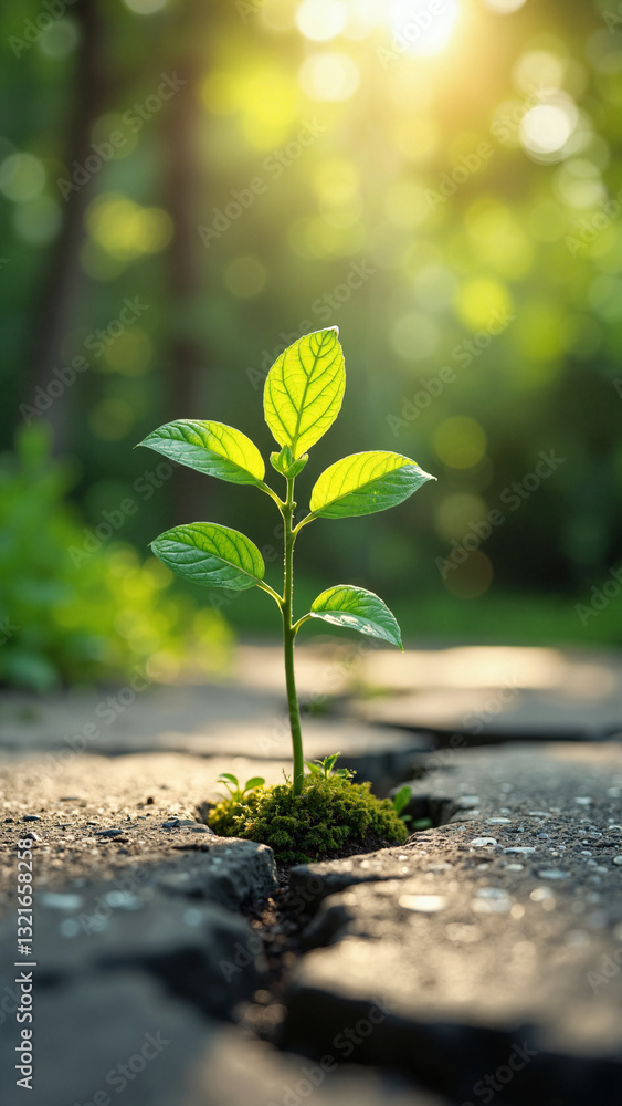 Vibrant Green Sapling Emerging from Cracked Concrete Isolated on Transparent Background for Environmental Campaigns Vibrant Green Sapling Emerging from Cracked Concrete Isolated on Transparent Background for Environmental Campaigns