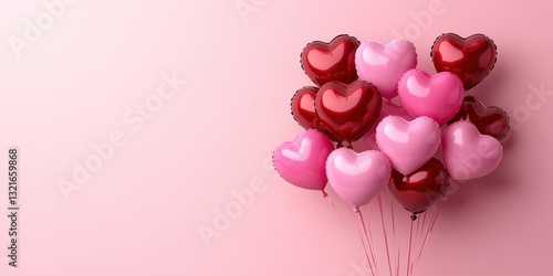 A Beautiful Arrangement of Heart-Shaped Balloons in Various Shades of Pink and Red
