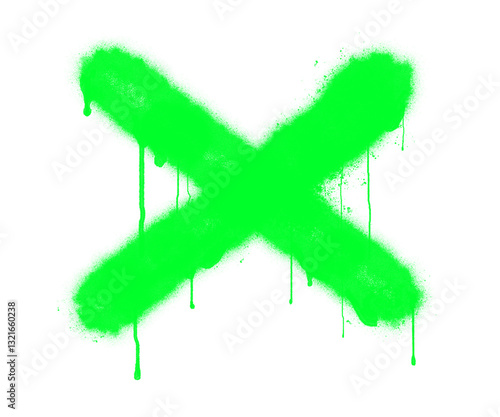 Spraypaint X, green running paint with grunge texture