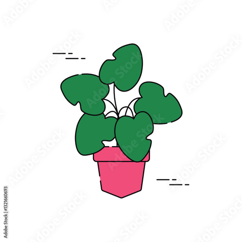 Vector image of a plant planted in a pot icon with a white background