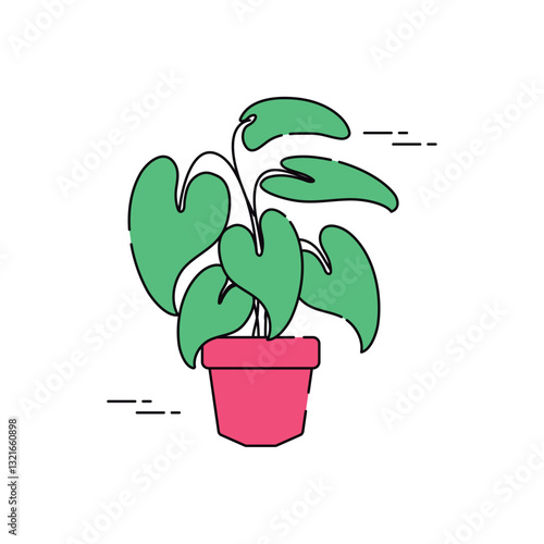 Vector image of a plant planted in a pot icon with a white background