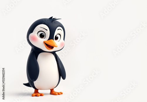 Obraz na płótnie 3d Penguin personage isolated on the bright background copy space w salonie
