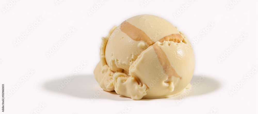 Close-up shot of caramel swirl ice cream against white background highlighting texture and flavor details Close-up shot of caramel swirl ice cream against white background highlighting texture and flavor details