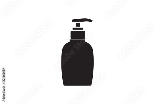 skin care lotion bottle silhouette vector illustration in black and white, set against a white background