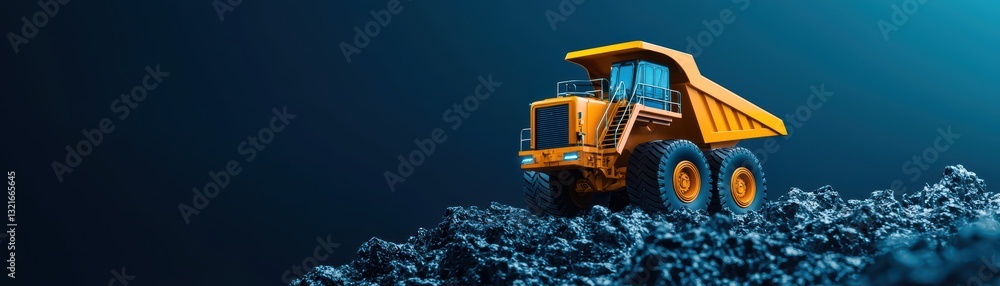 Obraz premium Gigantic Conceptual Mining Machine with Crystal Elements on a Dark Background
