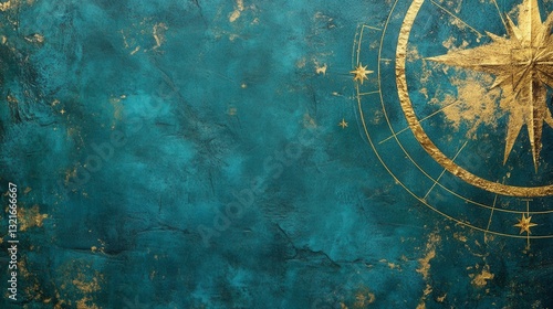 Golden Compass on Teal