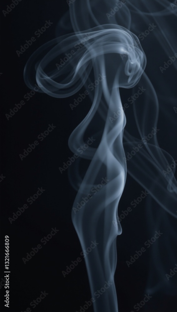 Obraz premium Swirling abstract smoke over dark foggy night landscape