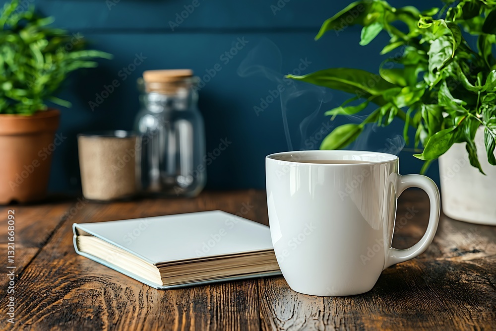Relaxing Home Scene with Hot Drink and Book Relaxing Home Scene with Hot Drink and Book