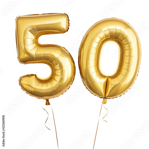 Golden 50 Number Balloons for Celebration