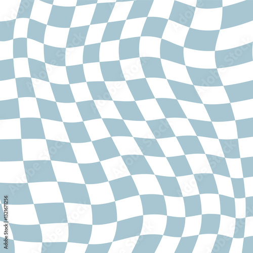 Abstract optical illusion linear background. Abstract background pattern with chess board. Twisted and distorted vector groovy hippie background.