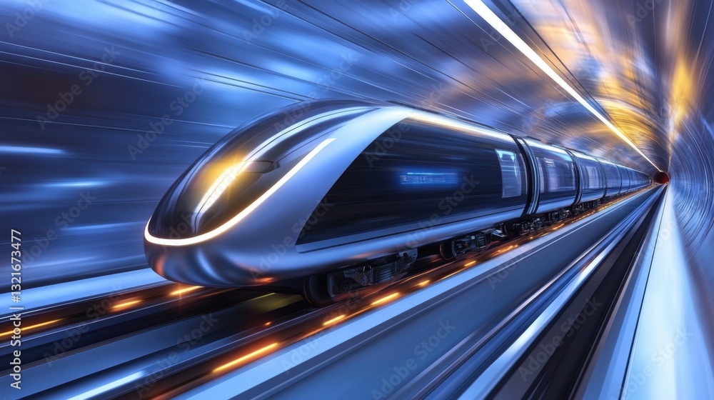 High-Speed Train in Motion Through Futuristic Tunnel with Vibrant Lights and Streamlined Design Enhancing Travel and Transportation Concept High-Speed Train in Motion Through Futuristic Tunnel with Vibrant Lights and Streamlined Design Enhancing Travel and Transportation Concept