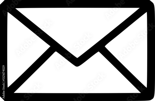 Minimalistic monochrome black and white digital illustration of a stylized envelope with modern design elements symbolizing communication messaging and sending emails letters or digital messages for w photo