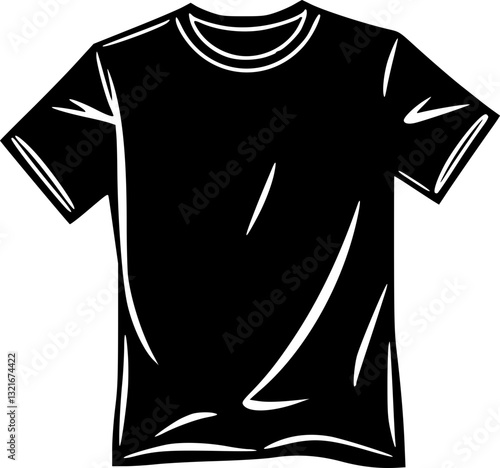 Stylish monochrome t-shirt illustration black and white graphic design print fashion clothing textile art vector minimalist modern