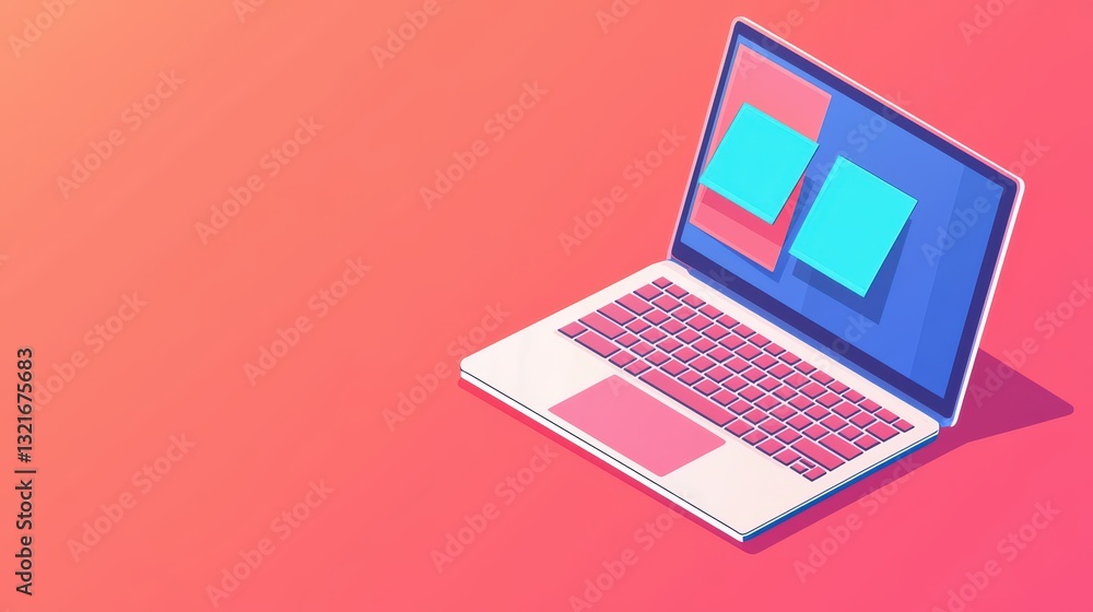 Digital Multitasking Concept with Laptop and Colorful Post-it Notes on Screen Background Digital Multitasking Concept with Laptop and Colorful Post-it Notes on Screen Background