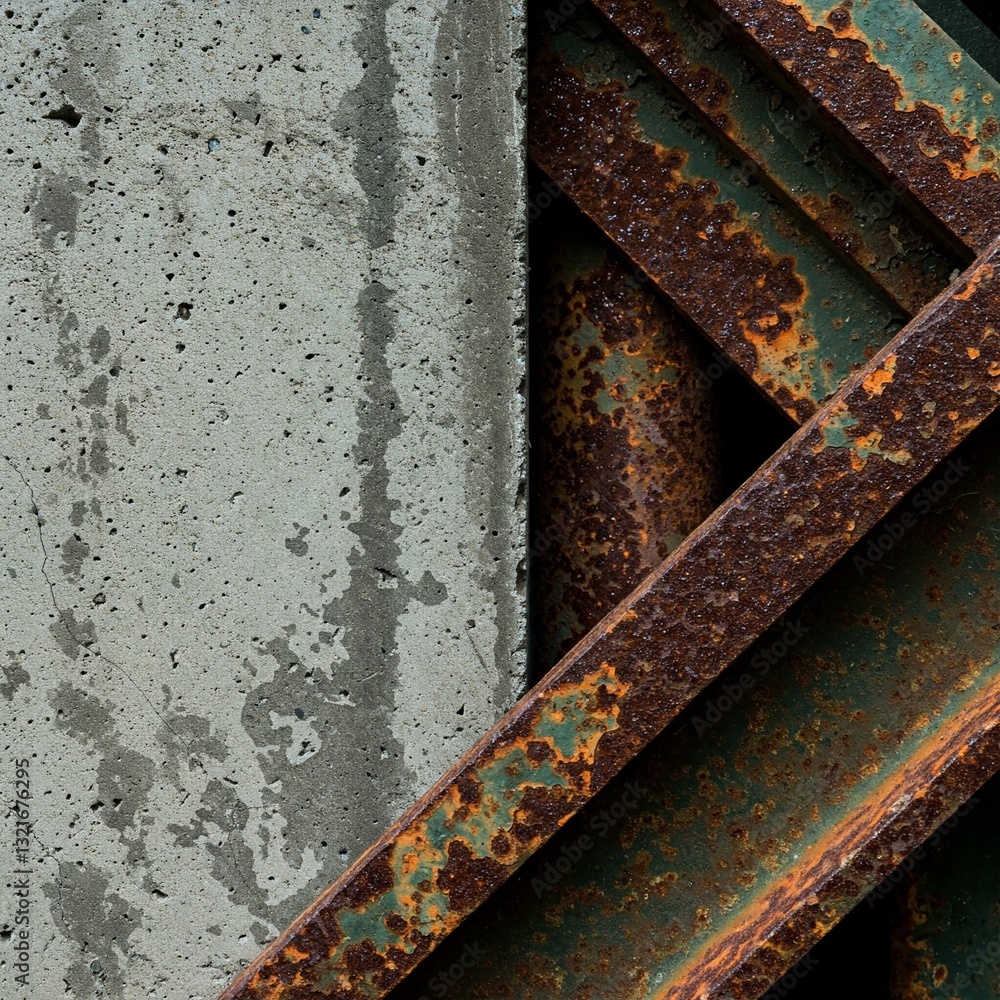 Industrial grunge texture combining concrete surfaces and metal oxidation Industrial grunge texture combining concrete surfaces and metal oxidation