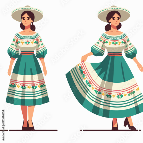 Mexican woman character illustration