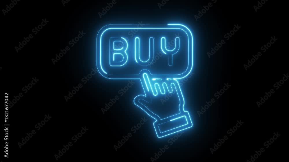 Glowing neon buy button icon isolated on black background. HD Video motion graphic animation Glowing neon buy button icon isolated on black background. HD Video motion graphic animation