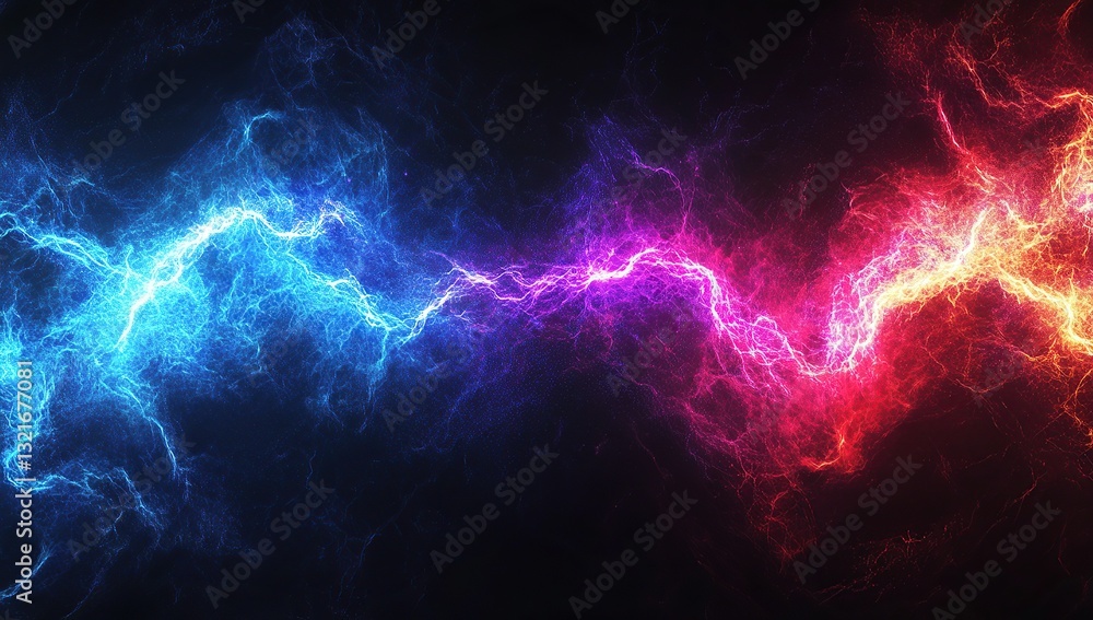 Obraz premium Abstract technological background with glowing red, blue, and purple lights on a black backdrop