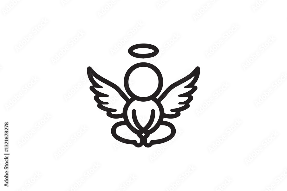 baby angel silhouette vector illustration in black and white, set against a white background baby angel silhouette vector illustration in black and white, set against a white background