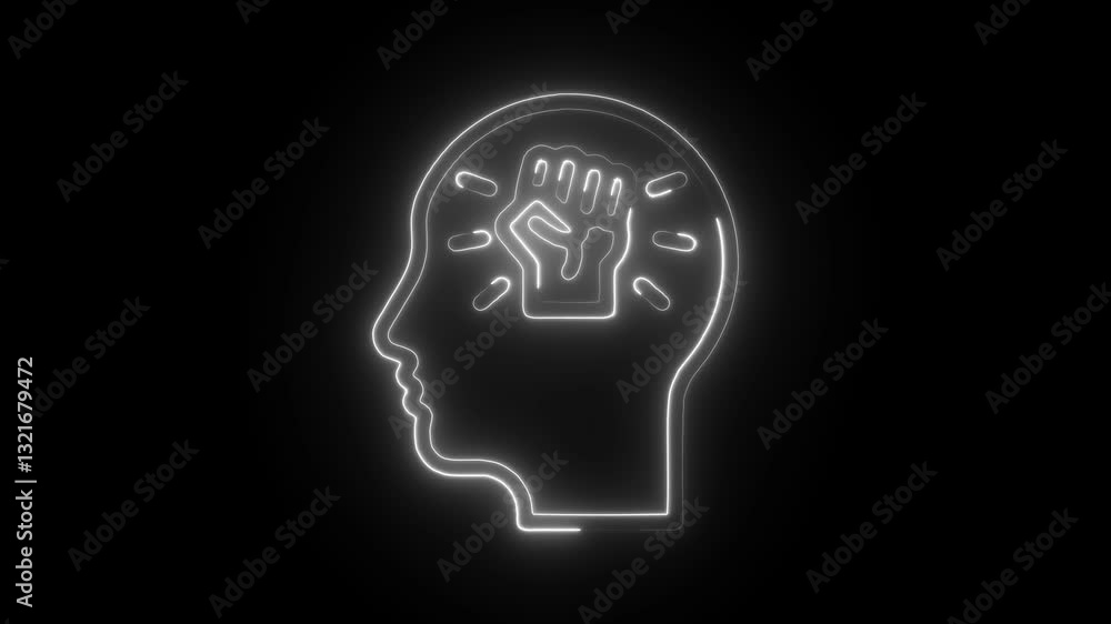 Glowing neon inner, icon isolated on black background. HD Video motion graphic animation Glowing neon inner, icon isolated on black background. HD Video motion graphic animation