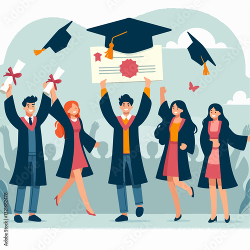happy graduation people character