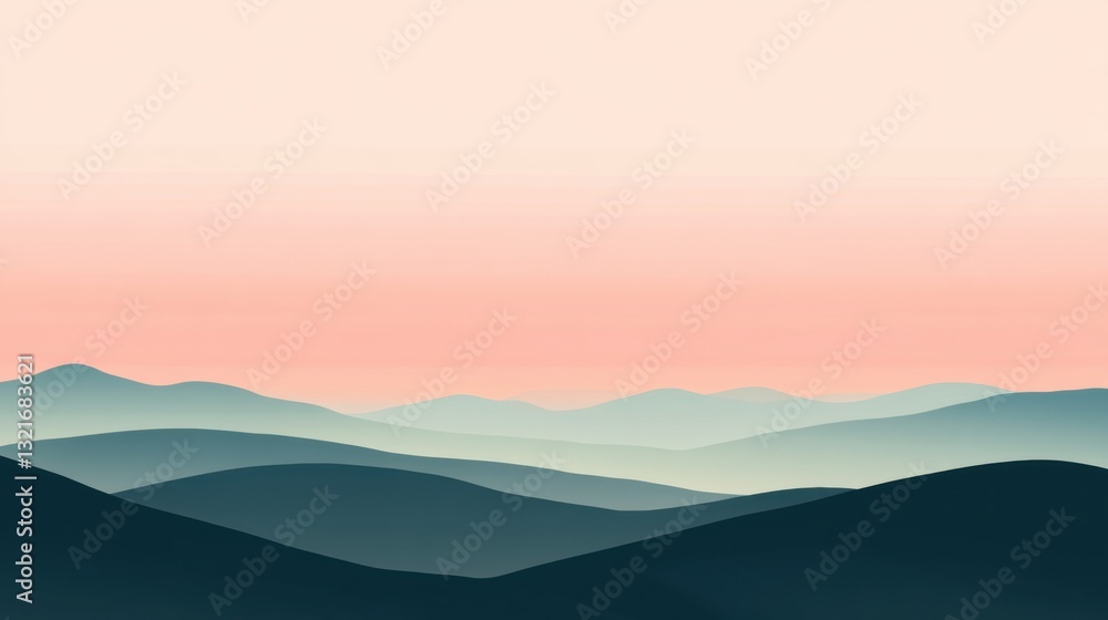 Serene Abstract Landscape with Soft Gradient Skies and Gentle Rolling Hills in Tranquil Pastel Color Palette for Peaceful Backgrounds Serene Abstract Landscape with Soft Gradient Skies and Gentle Rolling Hills in Tranquil Pastel Color Palette for Peaceful Backgrounds