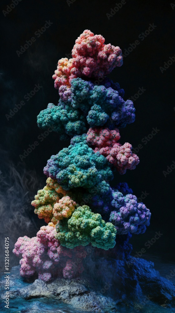 Obraz premium Stunning Visual Representation of Complex Molecular Structures. Detailed 3D Renderings of Protein Clusters. Beautiful and Intricate Scientific Art.