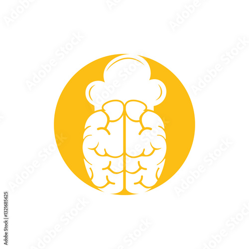 Smart chef vector logo design concept. Brain and chef hat icon.