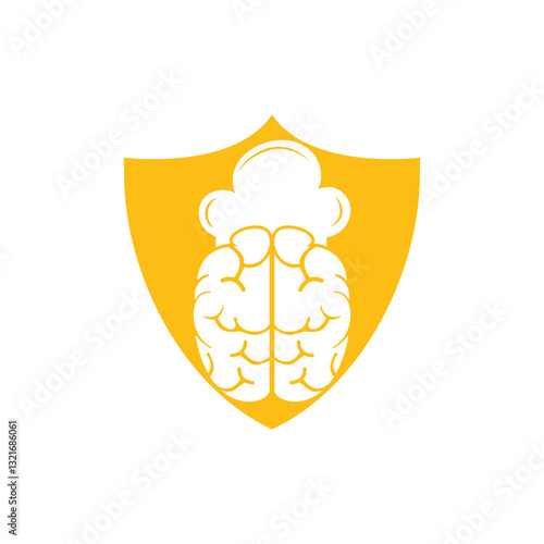 Smart chef vector logo design concept. Brain and chef hat icon.