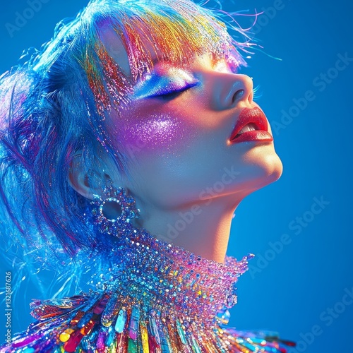 Wallpaper Mural Ethereal Rainbow Goddess Vibrant Makeup and Fashion Portrait Torontodigital.ca