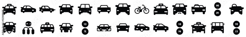 Set of Black and White Transportation Icons Set of Black and White Transportation Icons